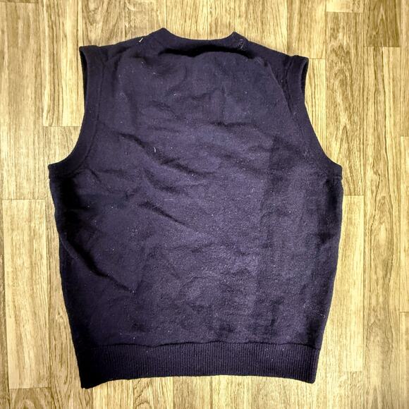 J.CREW 100% Merino Wool V-Neck Sweater Vest Navy Classic Preppy - Picture 2 of 5